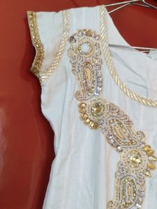 Half White Anarkali Kurti Set