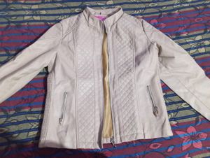 Beige Quilted Moto Jacket