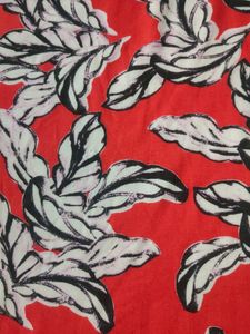 Branded Red Floral Top With Tie Up Sleeves