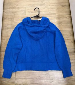 Blue Knit Hoodie Top - Size M/L
