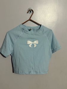 Cute Blue Bow Crop Top