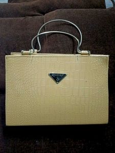 Krazy Kat Faux Croc Top Handle Bag