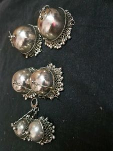 Vintage Silver Jhumka Earrings