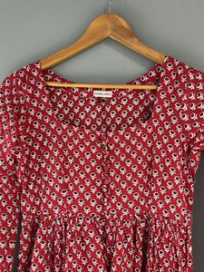 Red Patterned Midi Dress