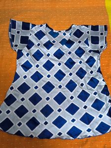 Blue Geometric Print Top