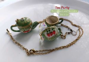 Handmade Teapot &amp; cup set Dangle Necklace/Earring