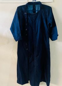 Navy Blue Slited Jeens Kurtha