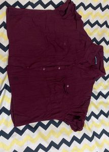 Maroon Button-Down Top