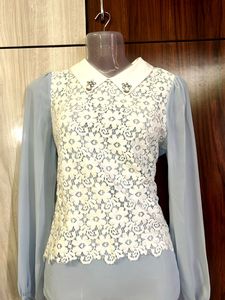 Korean Embellished Collar Layered Top✨🌷