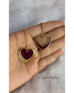Resin Rose Heart Pendant Necklaces