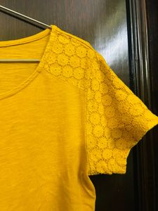 Yellow Lace Detail Top
