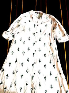 White Leaf Print Shirt