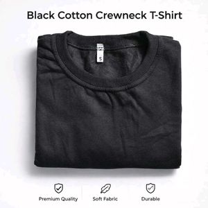 Black Cotton Crewneck Tee