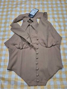 Brown Chic Look Corset Top