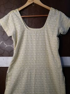 Cute Cream Yellow Chikan Kurta
