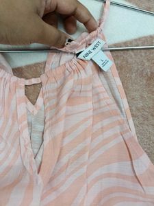 Peach Patterned Sleeveless Top