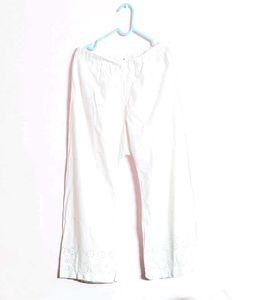 White Embroidery Work Plazzo Size-36
