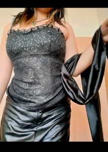 Black Net Top Attached With Lace