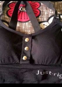 Black Sports Bra with Buttons