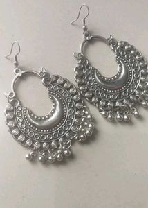 Silver Tone Drop Earrings Combo Of 2