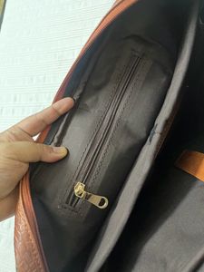 Vintage Tapestry Leather Trim Bag