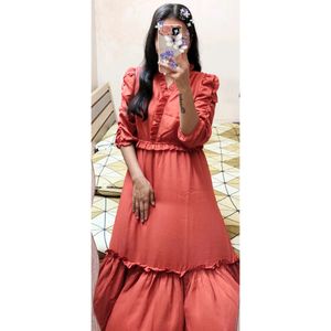 (Plus S)Flirty &amp; Fabulous Orange Tiered Wrap Dress