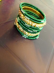Green &amp; Gold Bangle Set