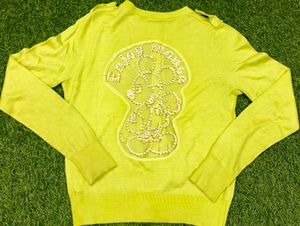 Lime Green Knit Cardigan