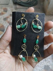 jade earrings , 2 pairs