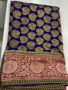 Elegant Red & Blue Saree