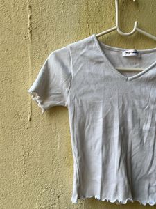 Cute White ribbed Crop Top