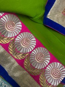 Elegant Pink &amp; Green Saree