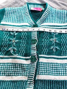 Green Embroidered Cardigan