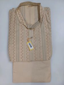Silk Kurta Set (Beige With Machine Work)