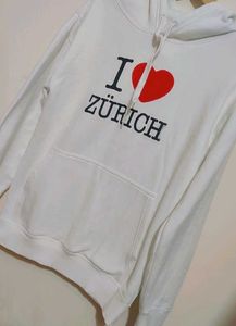White Hoodie Sweatshirt ❤ Print For 36 Bust