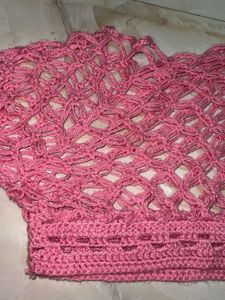 Crochet Pink Long Sleeve Top