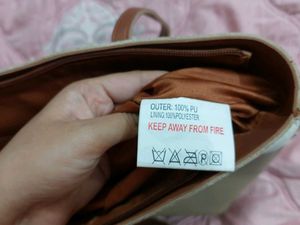 Beige And white Bag