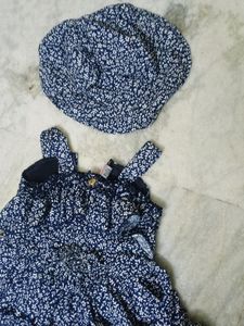 Frock With Cap For Baby Girl
