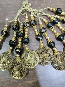 Black And Golden Danglers For Blouse