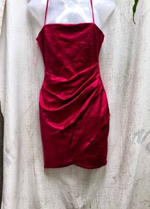 I. Red Ruched Bodycon Dress
