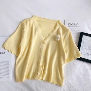 Yellow Scalloped Edge Cardigan