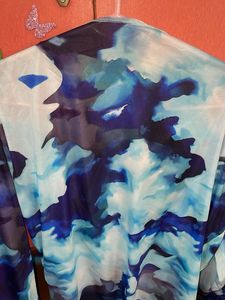 Streetstyle Blue Patterned Long Sleeve New Top