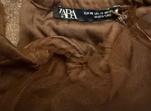 Zara Brown One-Shoulder Dress