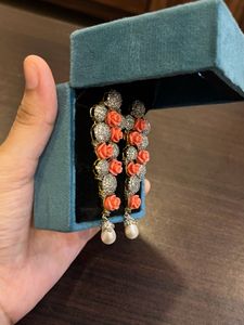 AD EARRINGS WITH PEACH ROSES