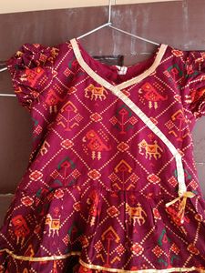 Beautiful Patola Printed Pure Cotton Baby Frock