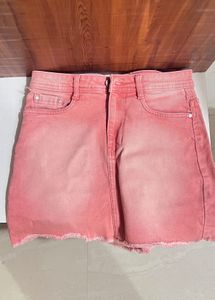 Pink Denim Skirt