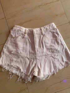 White Tone  Denim Short