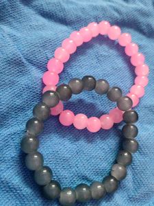 PINK AND GREY MATCHING BRACELETS (MATTE CRYSTAL)