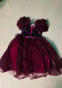 Dark Purple Colour Smooth Net Frock