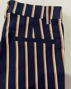H&amp;M Navy Blue Striped Casual/ Formal Trouser